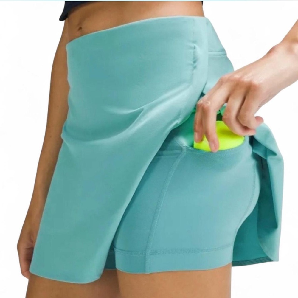 Lululemon Peek Pleat High Rise Tennis Skort Pickleball Pockets Teal Blue Size 4